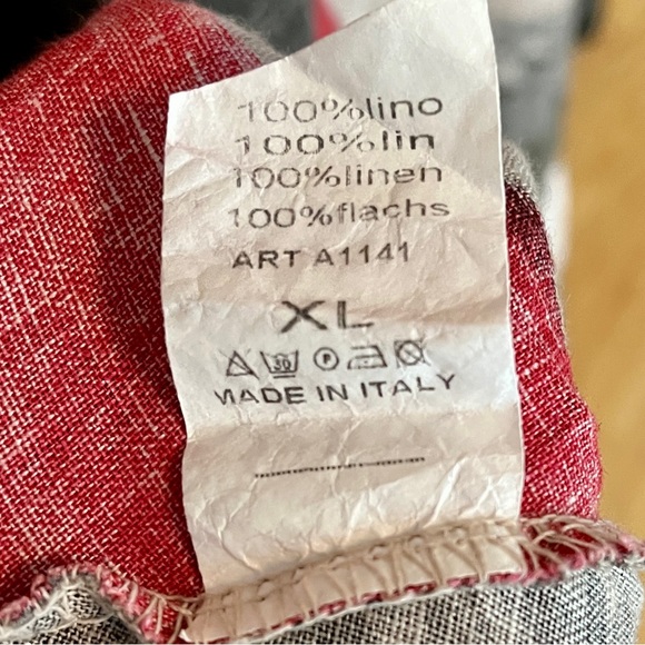 T by Transparente Lagenlook Multi Abstract Linen Maxi Dress Pockets size XL - Picture 5 of 5